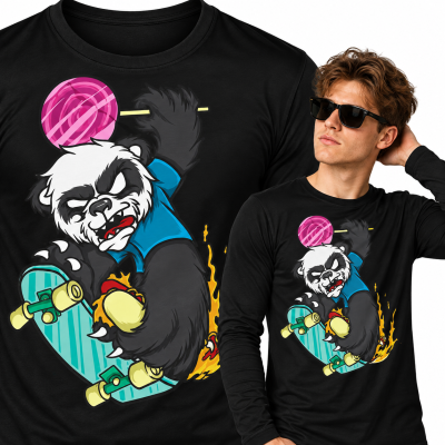 LONGSLEEVE ANIMOWANY  PANDA SKATE
